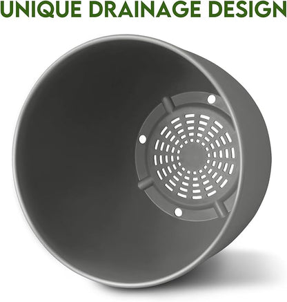 Plant Pots 8 Inch Set of 2, Flower Pots with Multi Mesh Drainage Holes, Planters for Indoor Outdoor Garden Plants and Flowers