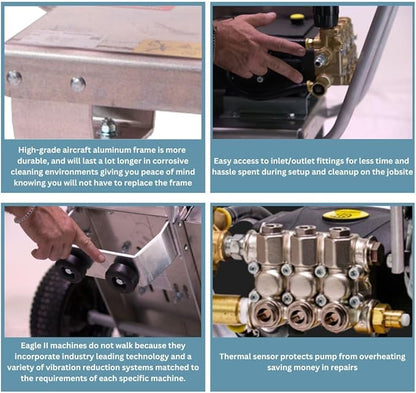 Pressure-Pro Eagle II EB4040HG Series 4000 PSI Cold Water Pressure Washer, 4.0 GPM, GX390 Engine, Includes Spray Gun and Extension Wand, 5 QC Nozzle Tips, 3/8-inch x 50-Foot Non-Marking Hose