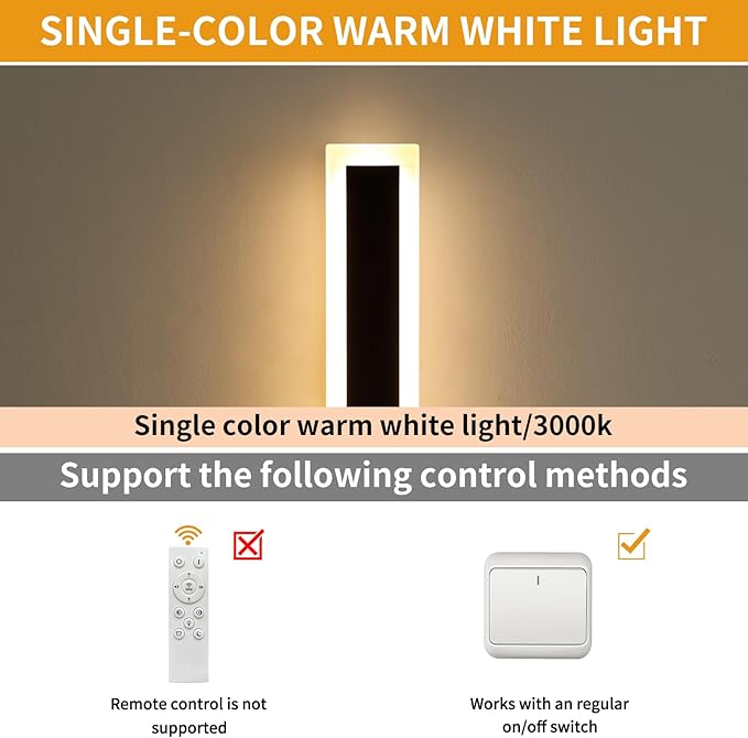 Upgrade Widened 2 Pack LED Outdoor Wall Lights, 71inch Modern Lighting Fixture, 3000K Warm White, IP65 Waterproof, 60W, White Acrylic, Black Minimalist Wall Mount Sconce for Balcony, Yard, Fence