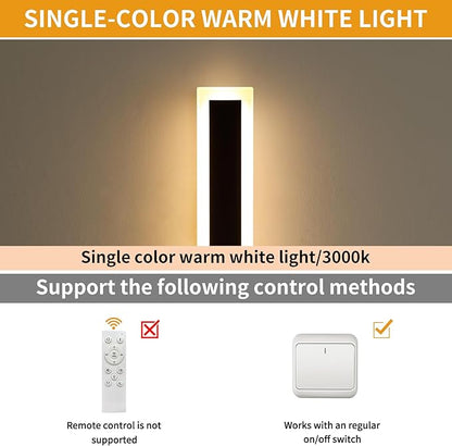 Upgrade Widened 2 Pack LED Outdoor Wall Lights, 71inch Modern Lighting Fixture, 3000K Warm White, IP65 Waterproof, 60W, White Acrylic, Black Minimalist Wall Mount Sconce for Balcony, Yard, Fence