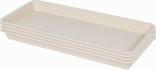 4 Pack of Plastic Plant Tray Saucer Rectangular 16 inch, Plant Trays Saucers for Indoors Outdoor, Plant Water Drip Tray for Flower Pot Planter, Windowsill Plant Tray (7.0 X 16.1'', Beige)