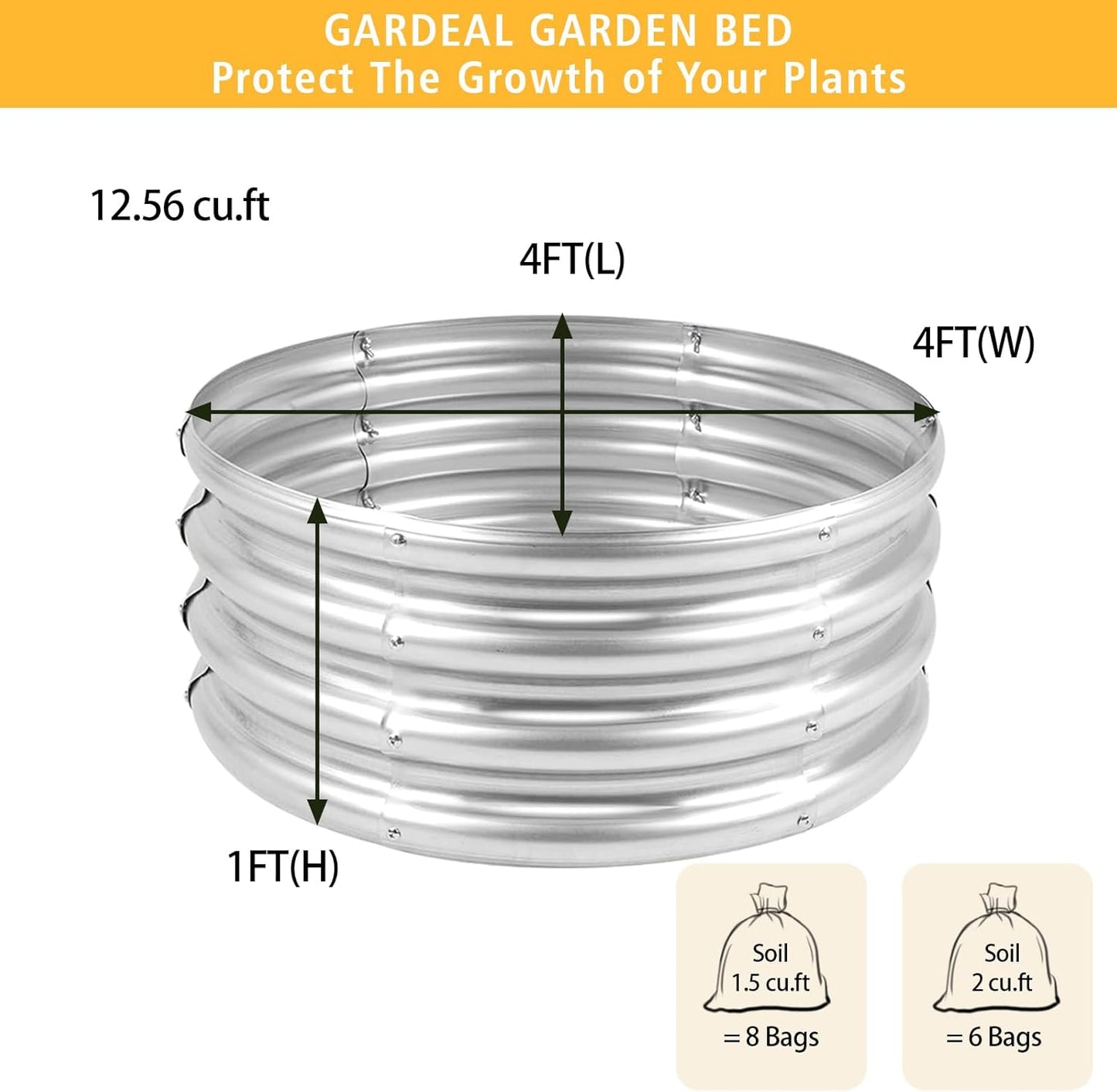 Garden Galvanized Raised Garden Bed Kit - Metal Planter Boxes for Vegetables/Herbs/Flowers, Heavy-Duty Steel Outdoor Garden Box with Reinforced Edges(4X4X1FT)