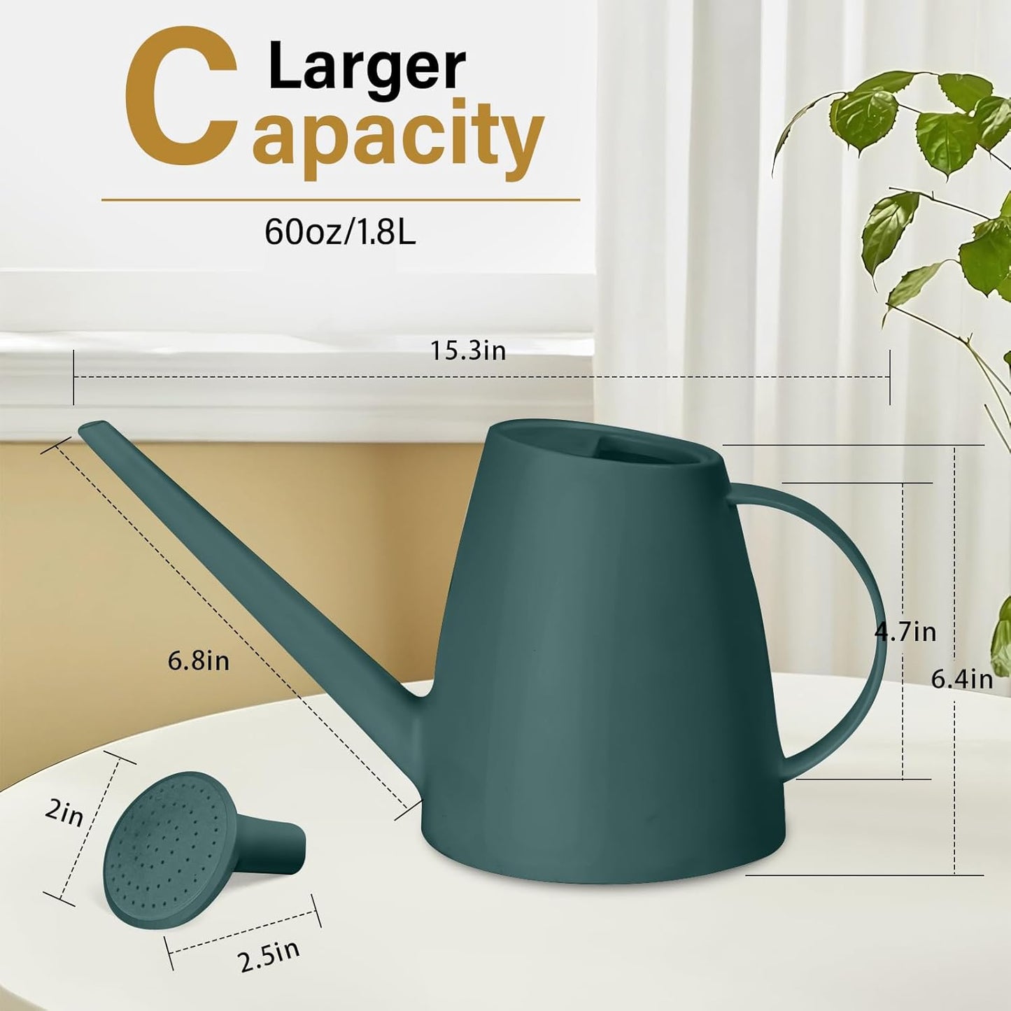 Plastic Watering Can - 1/2 Gallon - Blackish Green