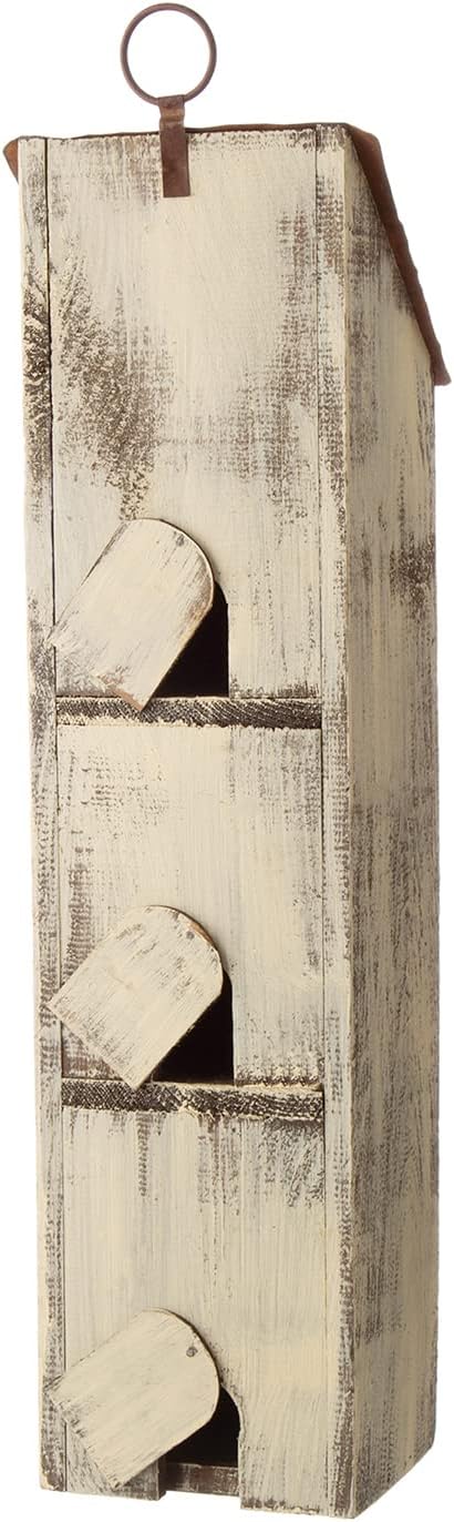 Glitzhome 17.95" H Wooden Three-Tier Hanging Distressed Garden Birdhouse Decorative Bird House for Outdoors
