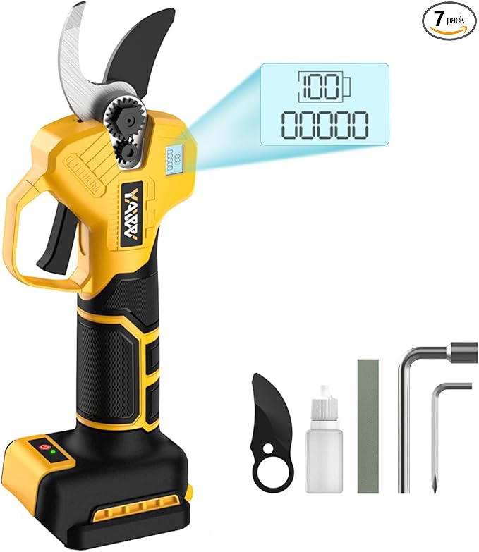 Brushless Electric Pruning Shears for DeWalt 20V Battery, Portable Cordless Pruning Shears with LCD Display＆SK5 Blades, Adjustable Cutting Diameter 0.8-1.2 Inch for Gardening Tree Pruning(NO Battery)