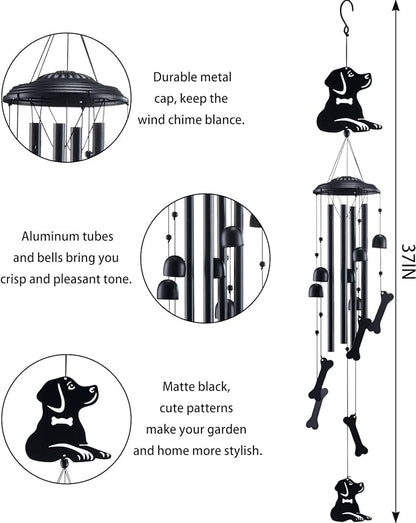Dog Wind Chimes for Outside, Metal Windchimes Outdoors Clearance with 4 Aluminum Tubes, Garden Patio Yard Home Decor, Dog Gifts for Pet Lovers Women Men Mom Grandma, Unique Festival Birthday Gift