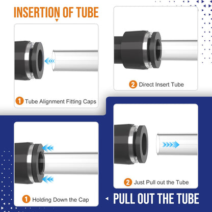 25pcs 3/8" Push to Connect Fittings, 3/8 inch OD Dot Air Line Fittings Pneumatic Air Hose Tubing Quick Connects Kit (Tee, Straights, Elbow, Splitters,Plugs)