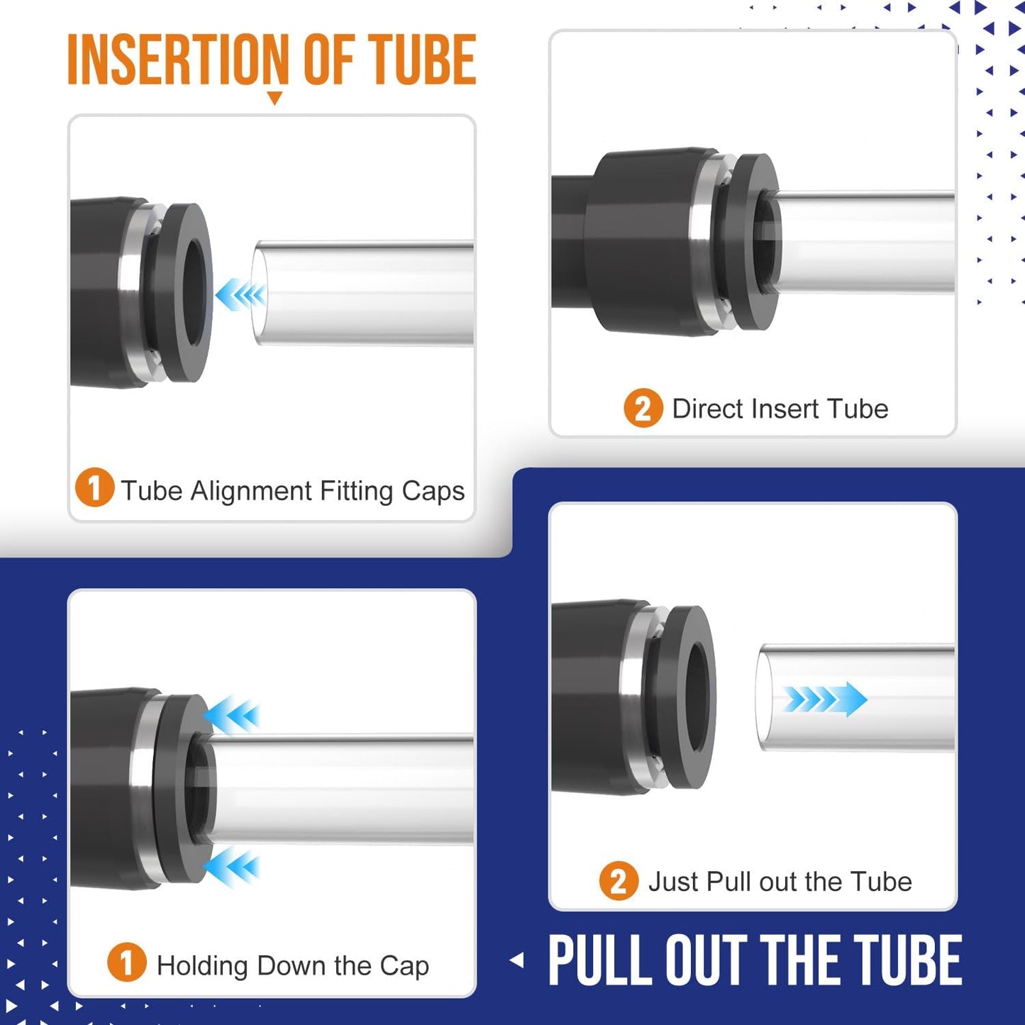 25pcs 1/2" Push to Connect Fittings, 1/2 inch OD Air Line Fittings Tee Pneumatic Air Hose Tubing Quick Connects Kit (T, Straights, Elbow, Splitters,Plugs)