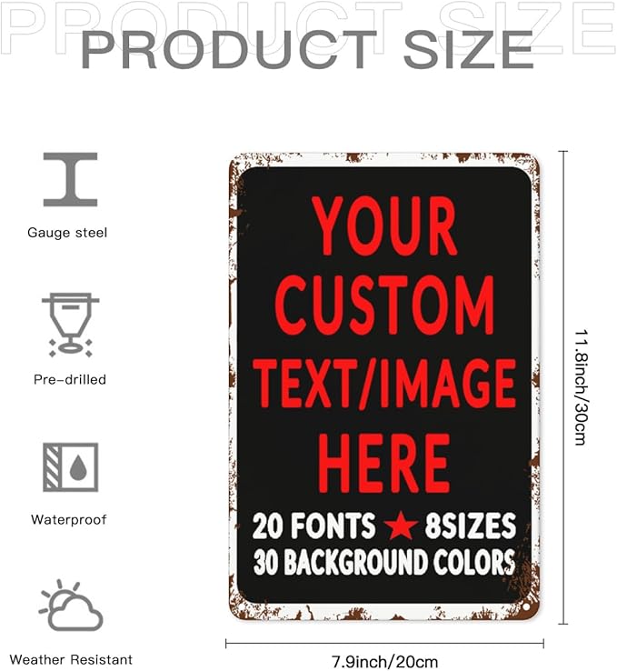 Custom Sign Personalized Custom Metal Sign, Customize For Office, Business, Workplace, Office, Home, Delivery Signs 8x12