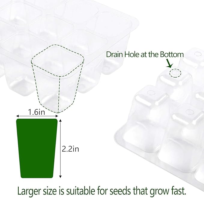 Seed Starter Tray, 6 Set Seedling Kits with Adjustable Humidity Dome, Plant Starter Kit for Seeds Growing Starting (12 Cells per Tray)