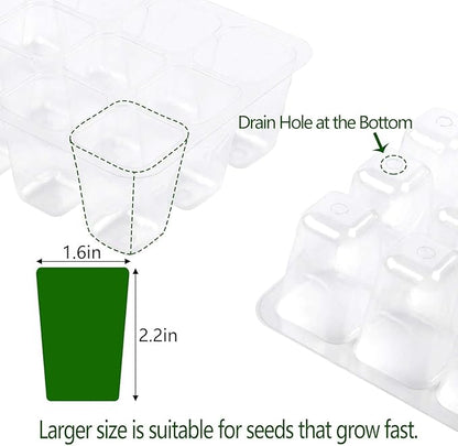 Seed Starter Tray, 6 Set Seedling Kits with Adjustable Humidity Dome, Plant Starter Kit for Seeds Growing Starting (12 Cells per Tray)
