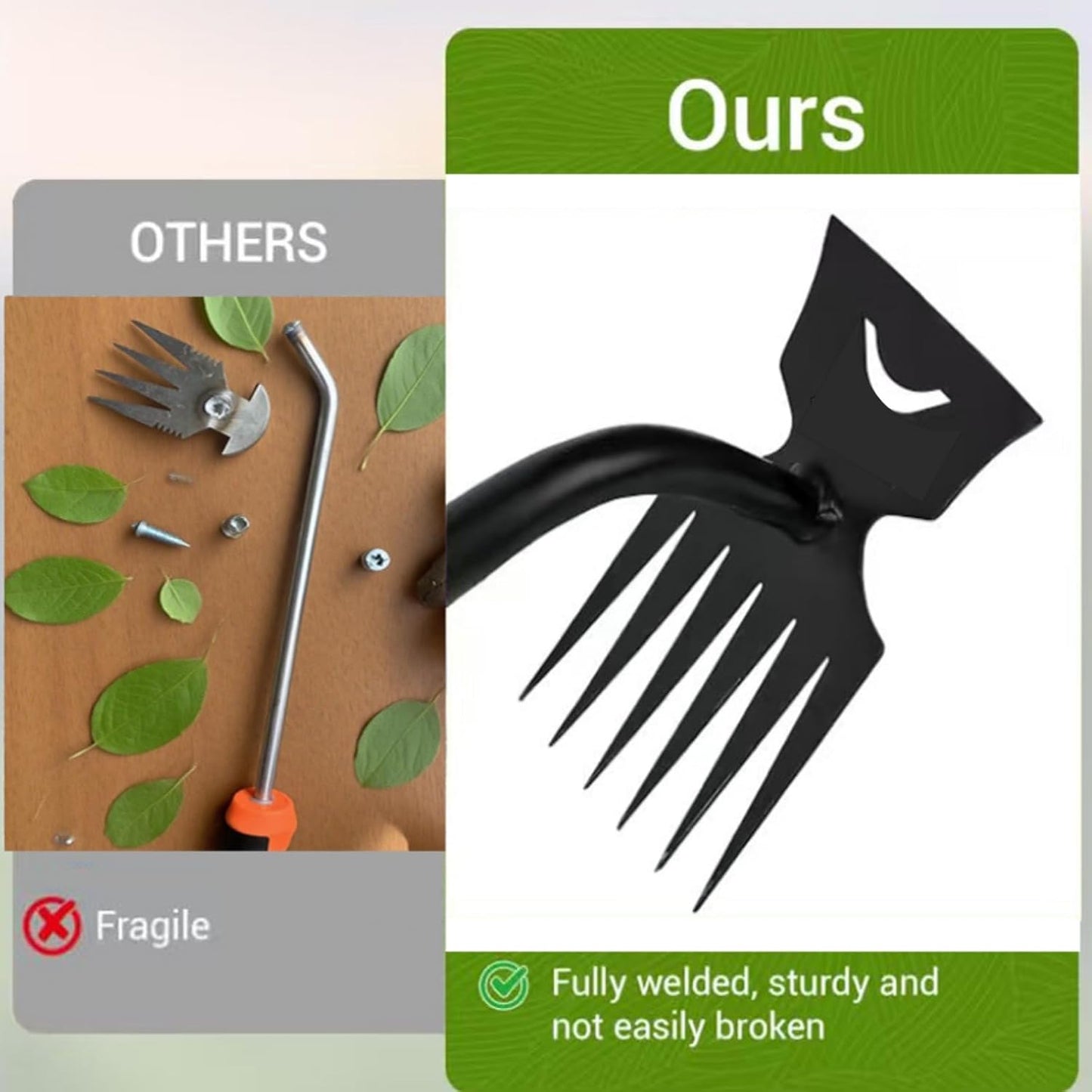 Weed Puller Tool-3-Piece Weed Pulling Tools, Manganese Steel 6-Teeth Multi-Purpose Gardening Manual Weeding Tools for Yard and Garden（HT3077B）