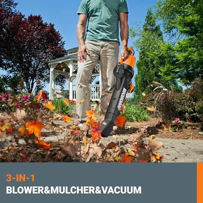 WORX WG509 12 Amp Trivac, 3 in 1 Electric Leaf Blower, Leaf Vacuum & Leaf Mulcher for Lawn Care