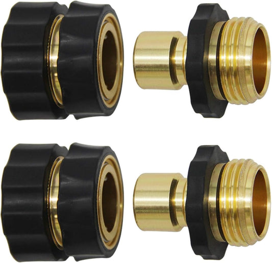 Twinkle Star 3/4 Inch Garden Hose Fitting Quick Connector Male and Female Set with Extra Rubber Washers, 2 Set