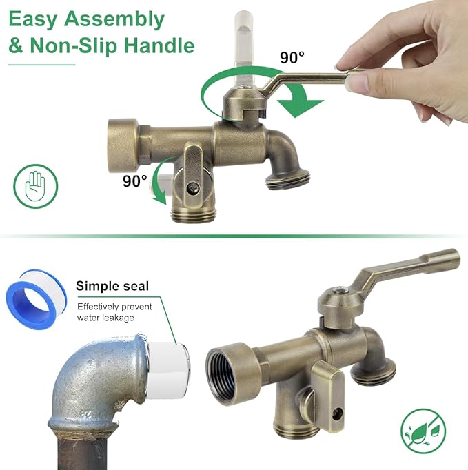 Bronze 2 in 1 Double Outdoor Faucet, Brass Material, Wall Mount, 3/4 inch NPT Female Inlet & Outlet, Frost-Proof, for Garden, Industry and Household Use