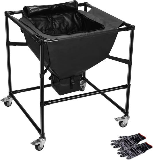 Urban Composting Bag 160L, Layered Harvest Design, Heavy-Duty Casters, All-Metal Frame + Oxford Fabric, Fertilizer Collection, Breathable Lid for Home, Garage, Basement, Kitchen