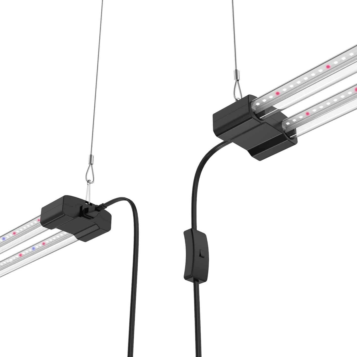 DYMOND BoostGro LED Seed Starter Grow Light Full Spectrum Linkable 5000k Daylight + 660nm Red + 450nm Blue Indoor Plant Lighting Fixture (2 FT, Black)