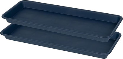 2 Pack Plastic Plant Trays - Rectangular 30 inch, Indoor/Outdoor Plant Water Drip Trays for Flower Pot Planter, Windowsill (8 X 30'', Blue)