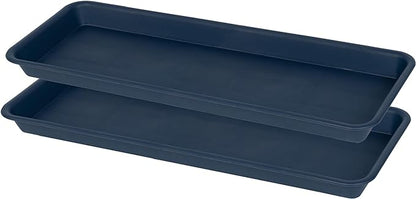2 Pack Plastic Plant Trays, Rectangular 14 inch, Indoor/Outdoor Plant Water Drip Trays for Flower Pot Planter, Windowsill (6.8 x 14.5'', Blue)