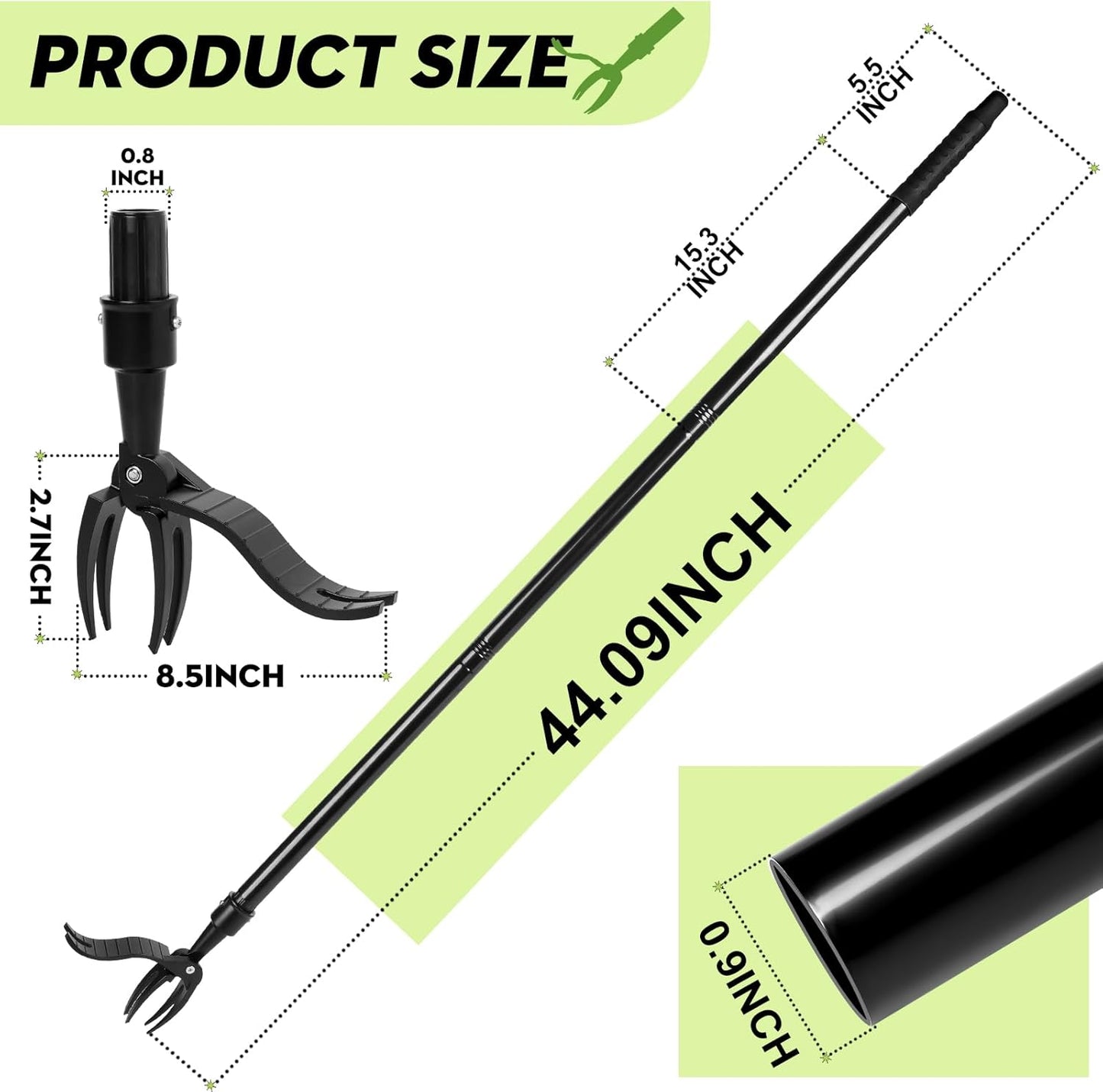 Manual Weed Puller Tool - 4-Claw Steel Head - Efficient Weed Remover with Long Handle for Garden Weeding Easily Remove Weeds Effortlessly Without Kneeling