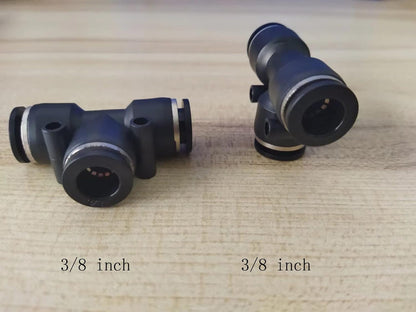 3/8 inch Air Hose T Connector Plastic Pneumatic Quick Push to Connect Tee Fitting (5Pcs)