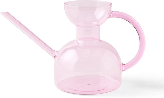 Modern Sprout Plant Watering Can - Handcrafted from Borosilicate Glass - Long Spout Vessel for Indoor Plants - 32 Oz Capacity - Multipurpose Watering Can and Flower Vase for Houseplants (Blush)