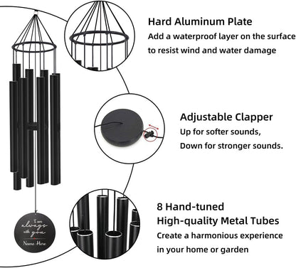 Personalized 36" Memorial Wind Chimes for Outside, Sympathy and Bereavement Gift for Loss of Loved One, A Thoughtful Remembrance of Mother, Father or Husband for Garden and Patio