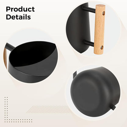 Stainless Steel Watering Can with Long Spout, 34 oz Bonsai Watering Can with Wood Handle for Potted Plants, Black Matte Finish