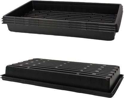 Plant Growing Nursery, Standard 1020 Trays Plastic Sturdy Farmer Self Seedling Tray for Microgreens Indoor Nursery Pots Transplantation (5-Pack, 21.6"×11.2", 2.52" Deep, no Holes)