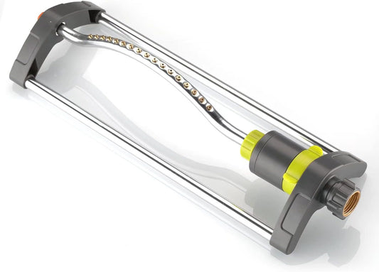 Lawn Sprinkler, GUDWING Metal Oscillating Sprinkler with Brass Nozzles, Water Sprinkler for Lawn Covers up to 3,600 Ft, includes Spray Jet Cleaning Needle, Grey