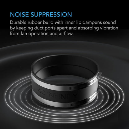 AC Infinity Noise Reduction Clamp 8-Inch, Duct Coupler with Stainless Steel Clamps, Flexible Rubber Coupling for Inline Fans and Carbon Filters in Growing and HVAC