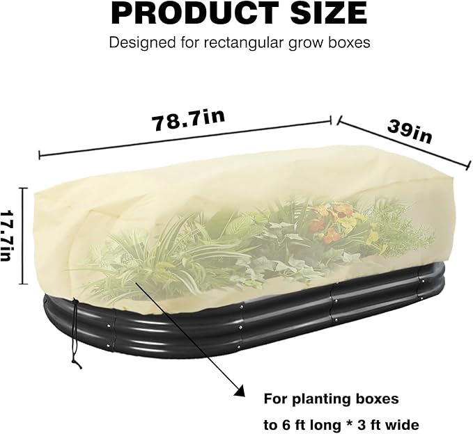Plant Covers Freeze Protection, Winter Frost Blanket for Flower Pot Plants, Reusable Outdoor Plant Covers Freeze Protection, with Drawstring78.7x39x17.7INCH 2 pcs