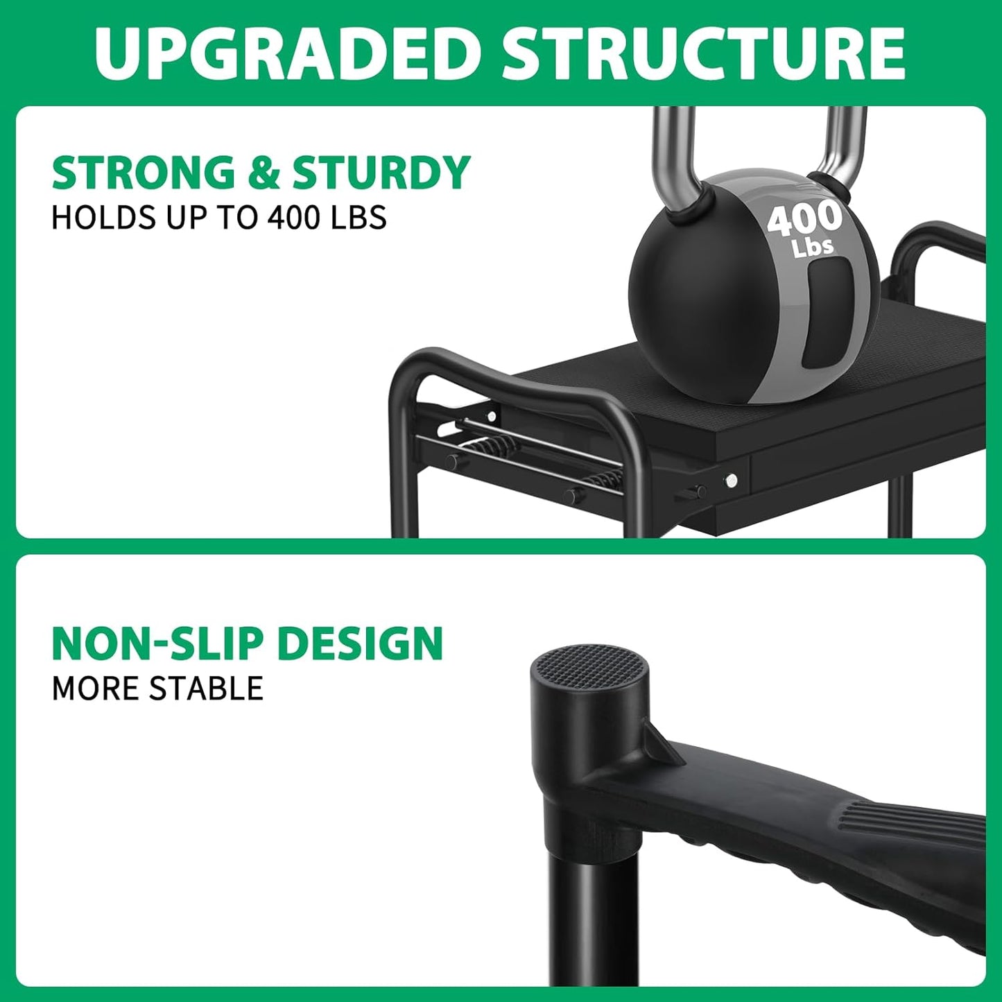 TomCare Garden Kneeler and Seat 10.64” Wider Larger Soft Kneeling Pad Garden Bench with 2 Large Tool Pouches Heavy Duty Garden Stool Foldable Tools Gardening Gifts for Women Men Gardeners,Black