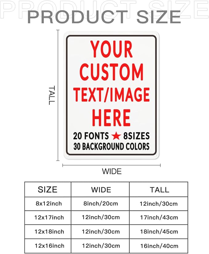 Custom Sign Personalized Custom Metal Sign, Customize For Office, Business, Workplace, Office, Home, Delivery Signs 8x12