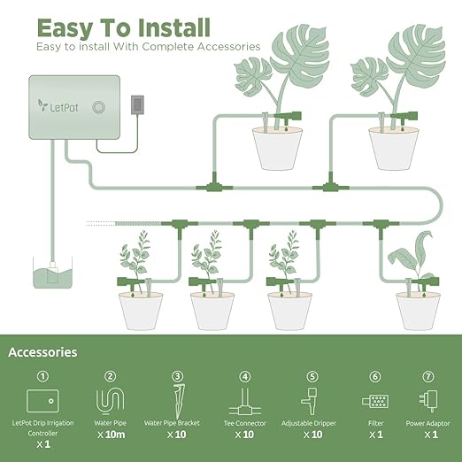 LetPot Automatic Watering System for Potted Plants, Wi-Fi Drip Irrigation Kit System, Smart Plant Watering Devices for Indoor Outdoor