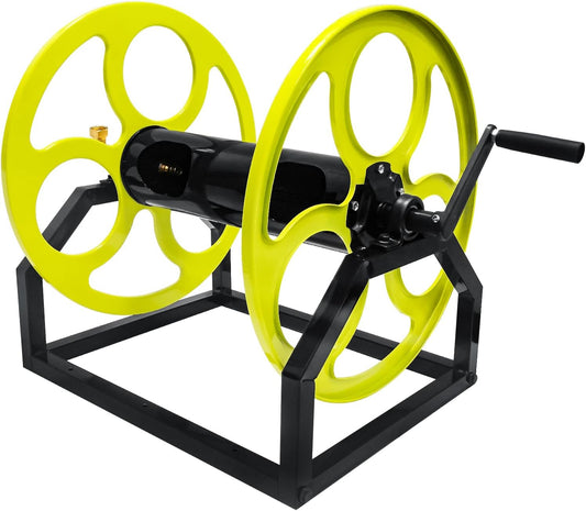 Garden Hose Reel Heavy Duty ，for 5/8" Hose Reel with Crank Handle Retractable, Wall/Floor Mount Metal Hose Reel, Holds up to 300-Feet.（Hose not included）