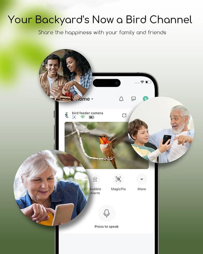 COOAU 5MP Smart Bird Feeder with Camera Solar Powered, Outdoor Bird House Cam with 11,000+ AI Birds Species Identification, 3K UHD Live Video Watching, Instant Notifications,Ideal Gift for Bird Lovers