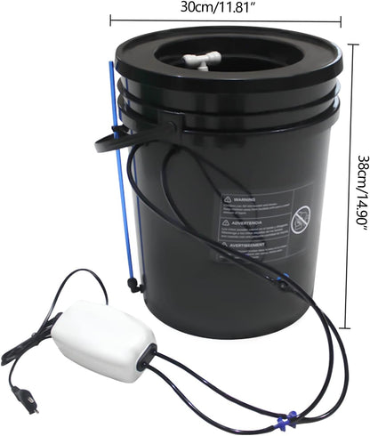 DWC Hydroponics Growing Bucket, Self-Watering Plant Grower, Indoor Garden with Air Pump, Includes Clay Pebbles and 5 Gallon Bucket for Vegetables, Flowers