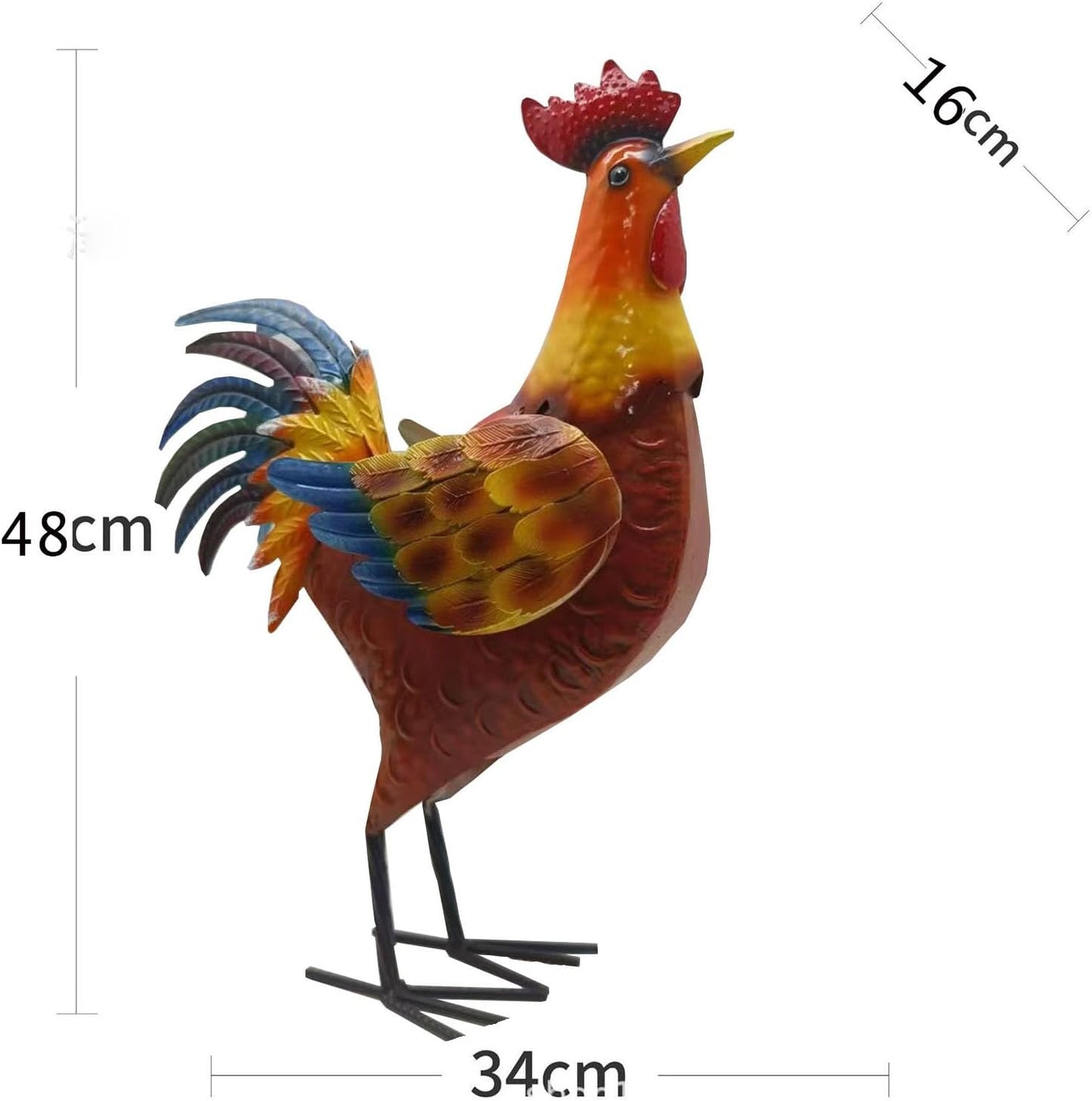 Metal Rooster Decor， Chicken Animal Yard Art Lawn Ornament Figurines Artwork for Outdoor, Patio,Backyard and Home Kitchen Decoration (Maroon)