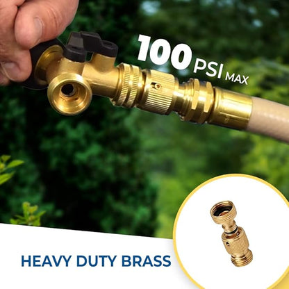 Underhill Quick Connect Solid Brass Connector 3/4-inch M/F GHT for Garden Water Hose, Fittings, Attachment, Parts, A-QC075