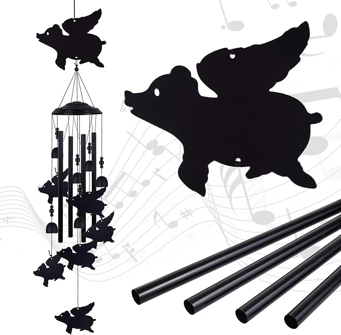 Flying Pigs Wind Chimes Outdoor, Memorial Wind Chimes, Mobile Music Wind Catcher, Fly Pig Wind Chime for Home, Tree, Yard, Patio, Garden Decoration, Festival Gifts for Mom, Xmas Gifts for Pig Lovers