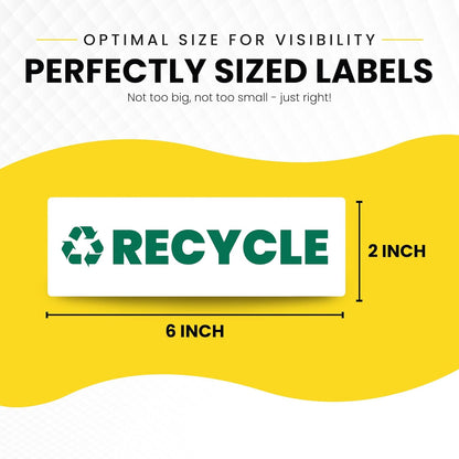 Recycle Sticker for Trash Bins – Heavy Duty, Recycle Only Sticker - 3-5 Year Indoor/Outdoor Rated - Heavy Duty, Weather Proof, Ultra Durable - USA Made (6x2 inch), 20 Labels