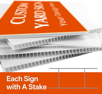 Custom Yard Sign with Stakes, Personalized Decorative Signs for Outside, Customized Full Color Lawn Sign, Double Sided Print Signs Outdoor, 10 Pack 18”x24”