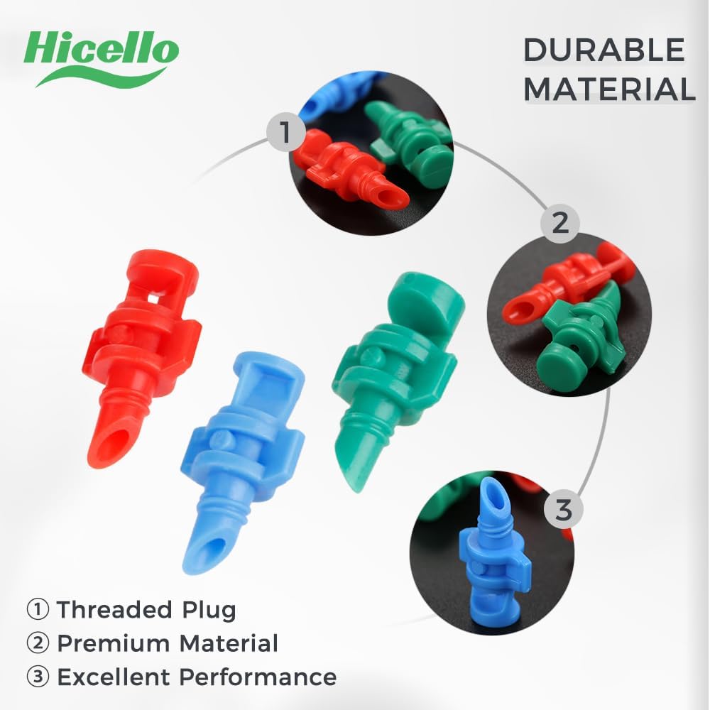 110pcs 90/180/360 Degree Micro Sprinkler Heads Misting Nozzle Irrigation Drippers Garden Lawn Plant Irrigation Water Sprinklers(90°-30pcs, 180°-30pcs, 360°-50pcs, Drip Hole Punch Tool-1pc)