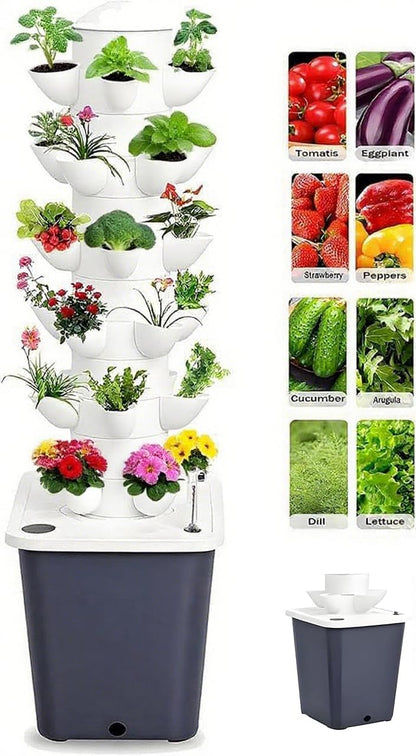 Hydroponics Growing System, 30 pods Hydroponics Tower Growing System Indoor Vertical Garden Planter Indoor Smart Garden Kit with Pump and Movable Water Tank Vegetable Plant Gift for Gardening Lover
