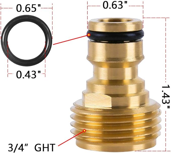 HQMPC Garden Hose Quick Connect Solid Brass Quick Connector Garden Hose Fitting Water Hose Connectors 3/4 inch GHT (3 SETS)