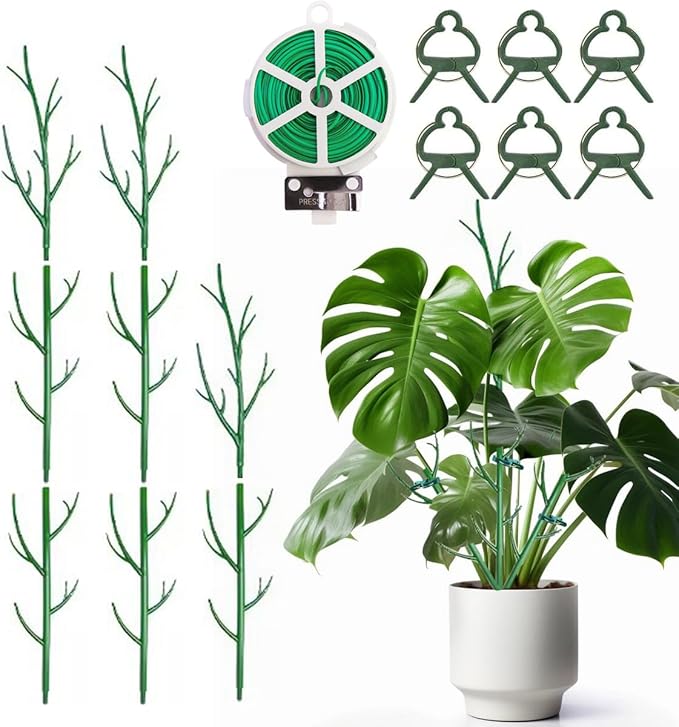 Monstera Plant Support Stakes, 8 Pack Stackable Garden Trellis Climbing Plant Support Structures with Extension Poles for Indoor Outdoor Potted (39.4''- 8 Pack)