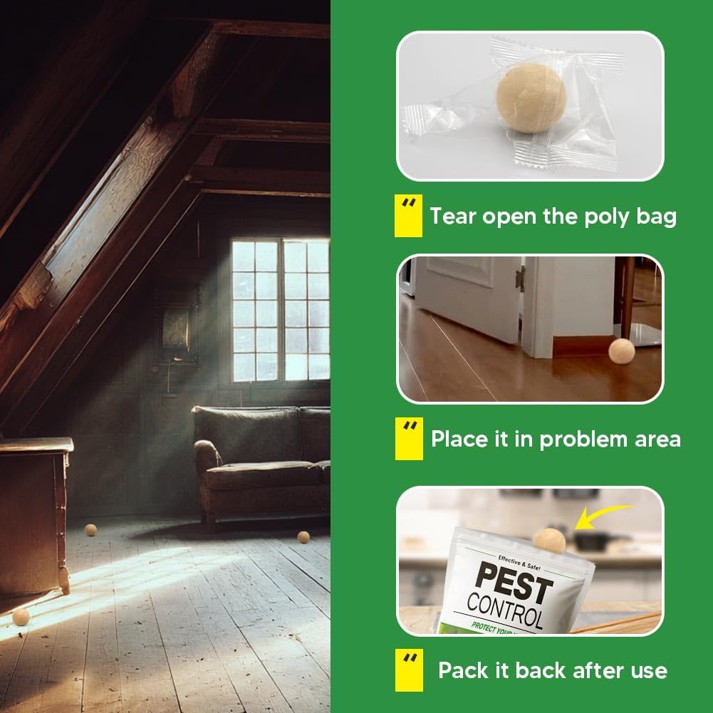 Pest Control, Rodent Repellent, Mouse Repellent Indoor/Outdoor, Peppermint Oil to Repel Rats, Roaches, Ants, Spiders & Moths, Mice Deterrent That Works for House, 3 Months Protection-12P