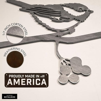 METALBIRD - Chickadee - Outdoor Tree Ornaments in Corten Steel - Metal Art Proudly Made in America