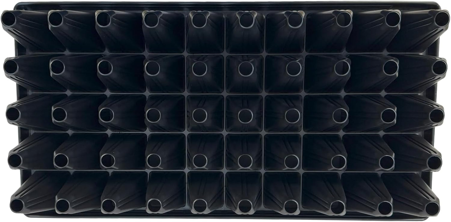 50 Cell Seedling Plastic Nursery Trays, 10 Pack, Thick Durable Germination Plug Trays, 500 Cells Reusable Plant Propagation